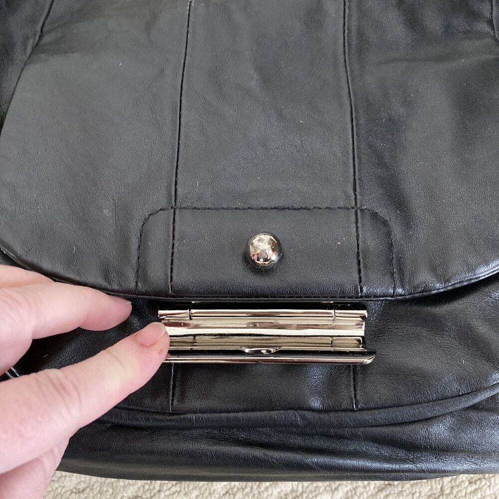 COACH Kristin New York Black Leather Satchel Shoulder Bag Purse Silver Hardware - Picture 8 of 12